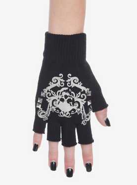 Skull Filigree Stud Fingerless Gloves, , hi-res