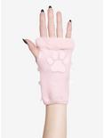 Pink Cat Paws Bow Fingerless Gloves, , alternate