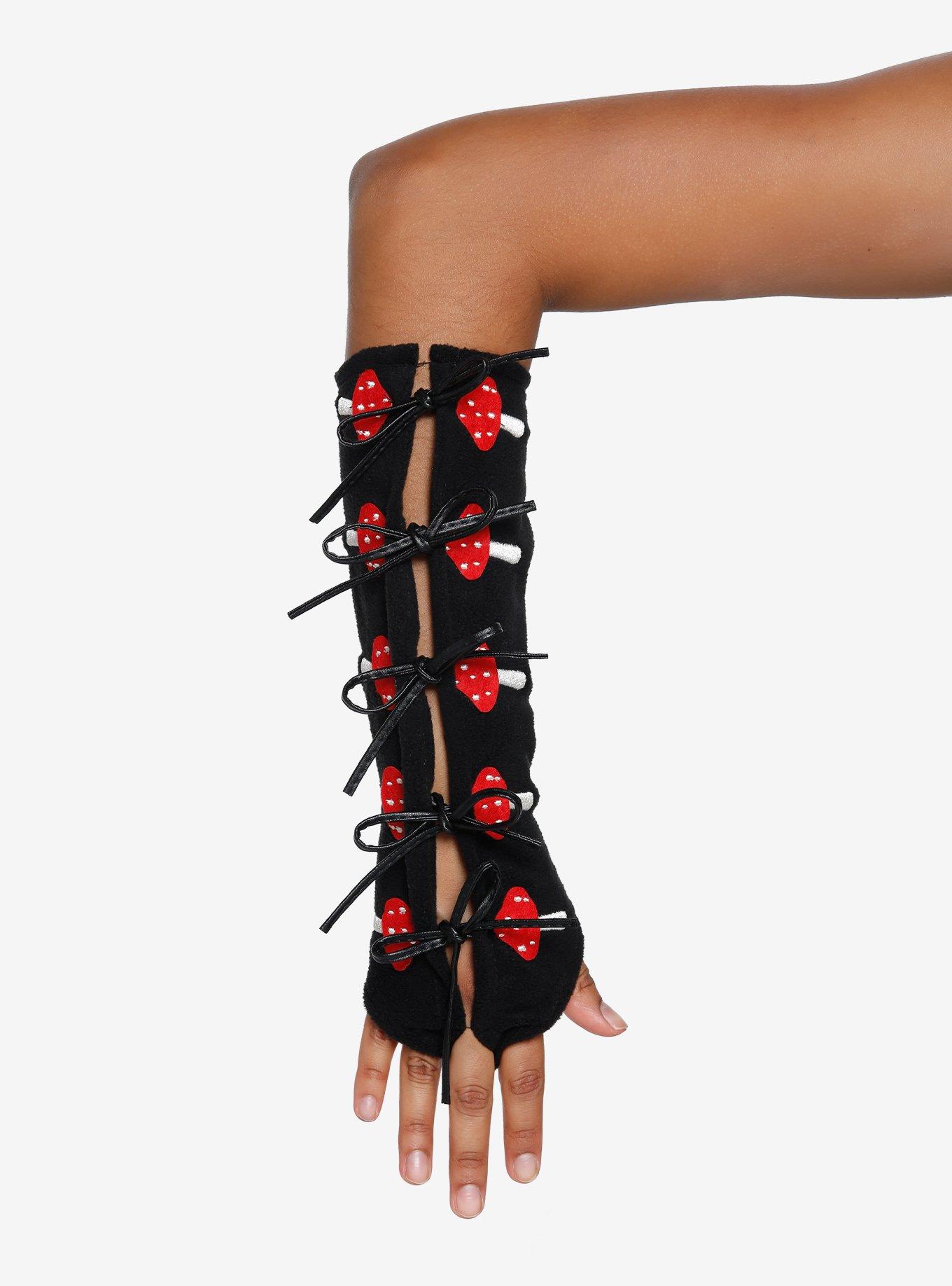 Mushroom Lace-Up Arm Warmers, , alternate