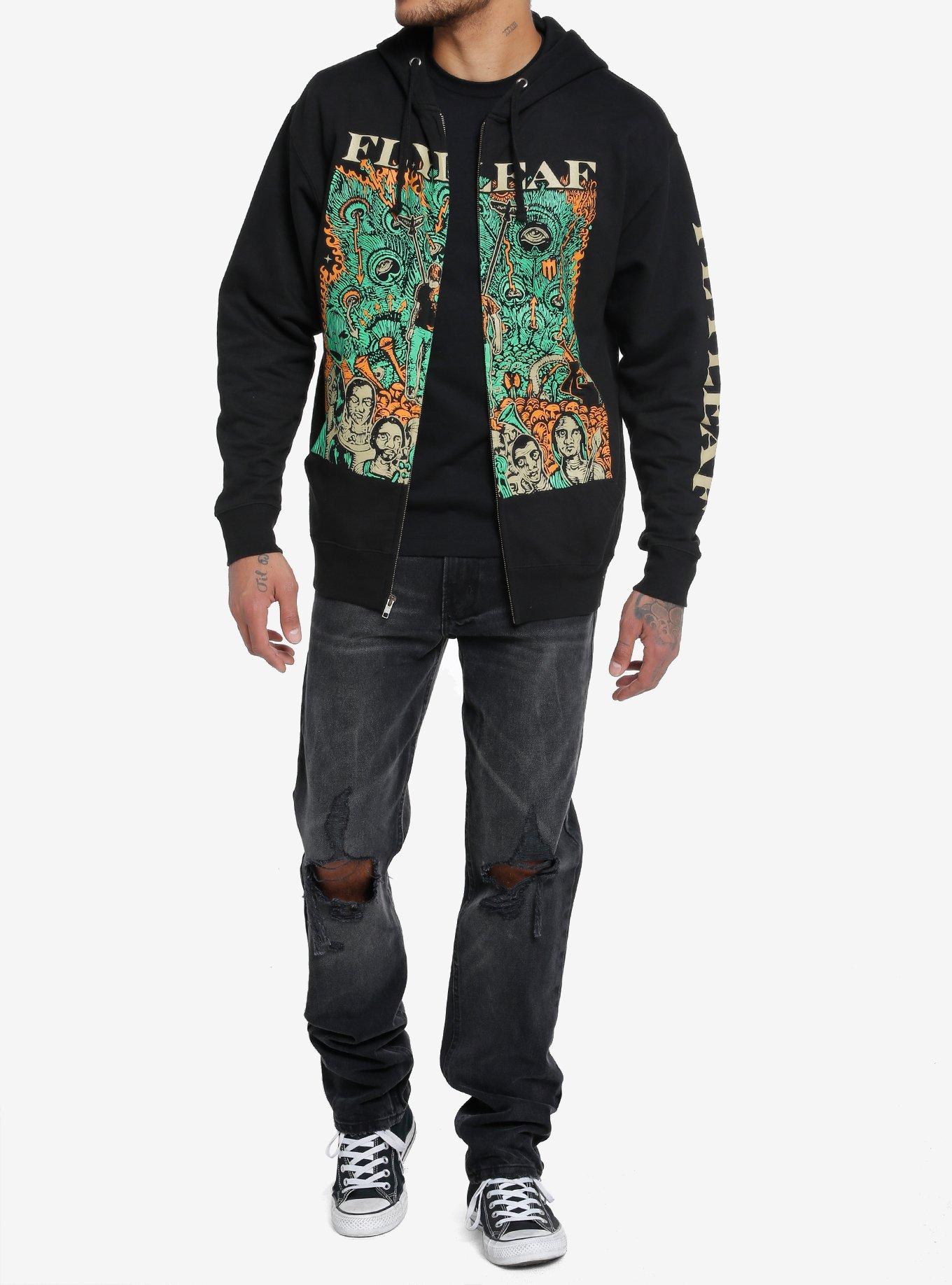Flyleaf Peacock Feather Etching Hoodie, BLACK, alternate