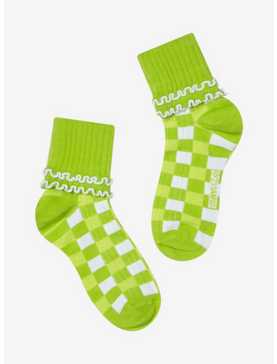 Keroppi Checkered Lettuce Trim Ankle Socks, , hi-res