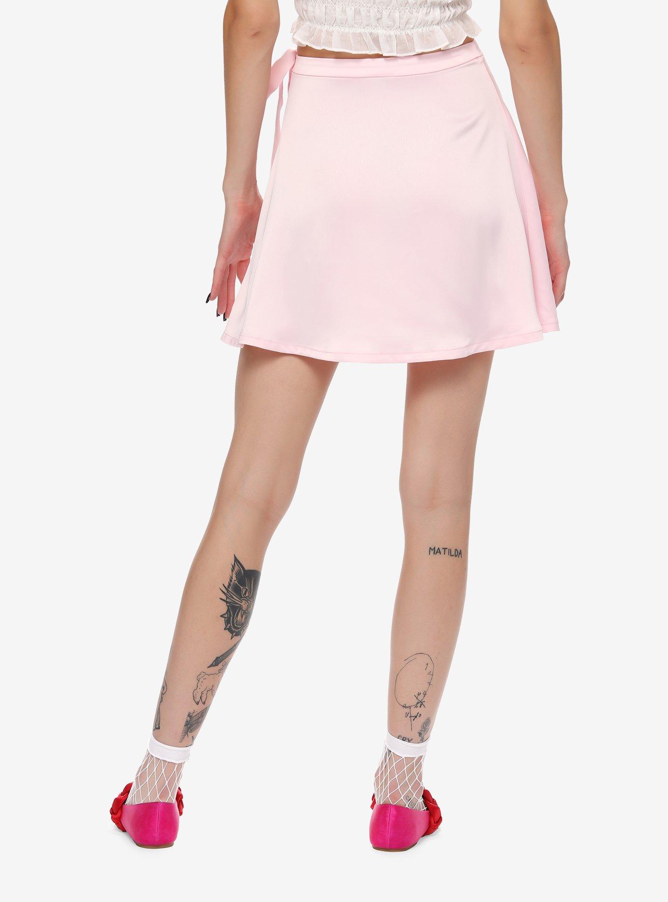 Sweet Society Pink Satin Wrap Skirt, PINK, alternate