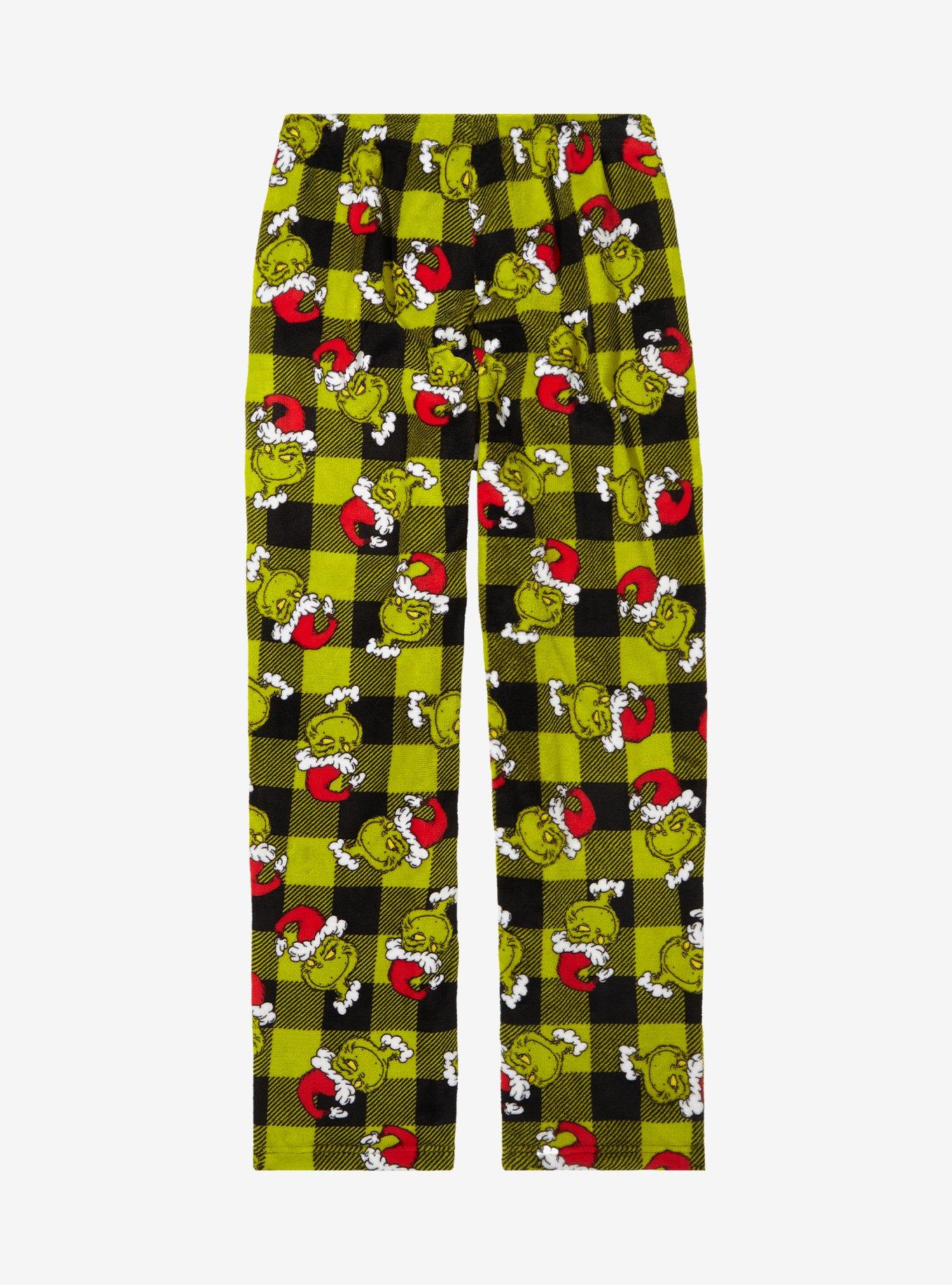 How The Grinch Stole Christmas Plaid Grinch Allover Print Sleep Pants - BoxLunch Exclusive, BLACK, alternate