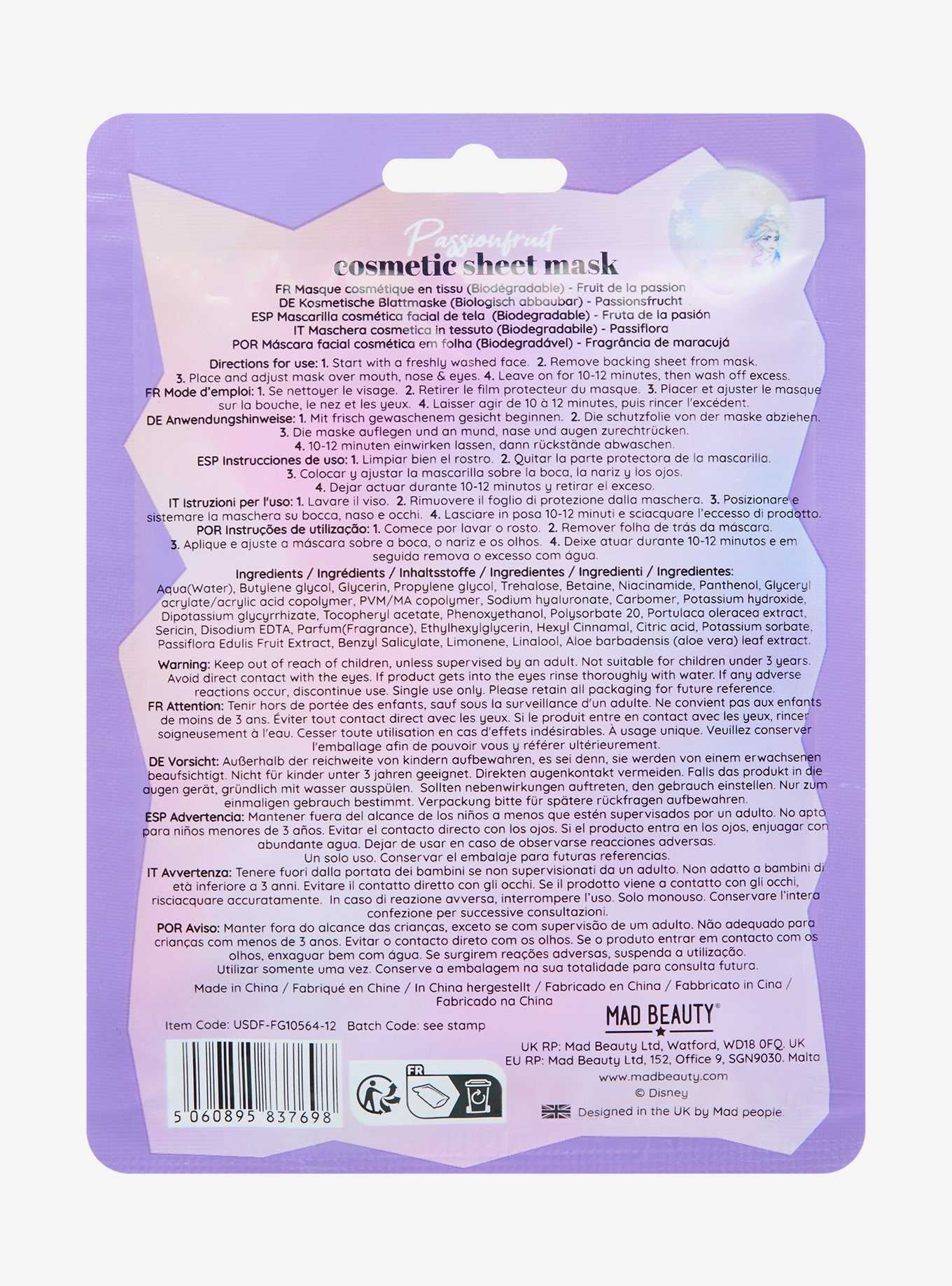 Disney Frozen Elsa Passion Fruit Sheet Mask, , hi-res