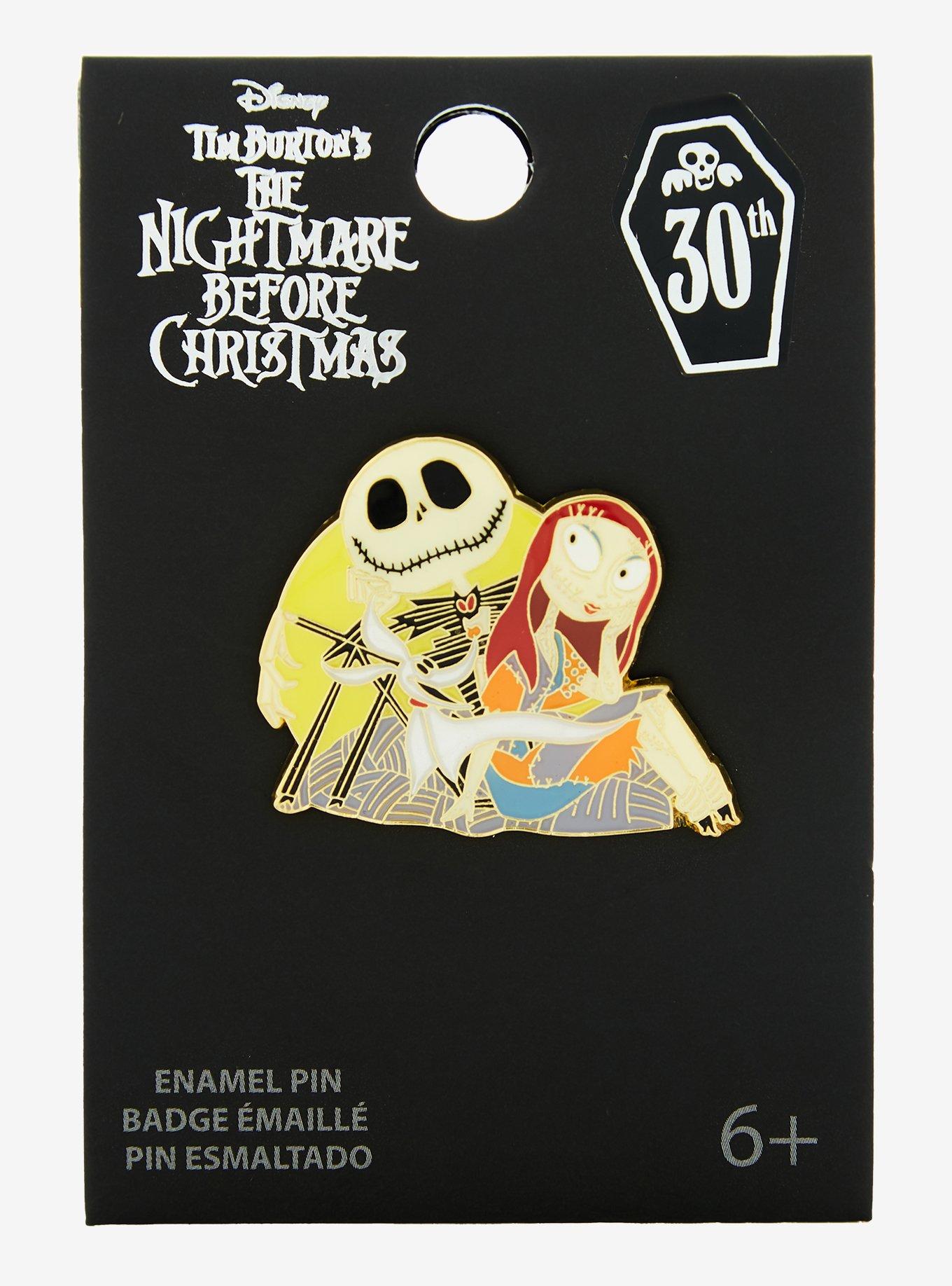 Loungefly Disney The Nightmare Before Christmas 30th Anniversary Jack & Sally Enamel Pin - BoxLunch Exclusive, , alternate