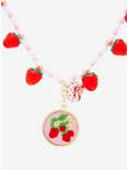 Strawberry Shortcake Embroidered Strawberry Pendant Necklace - BoxLunch Exclusive, , alternate