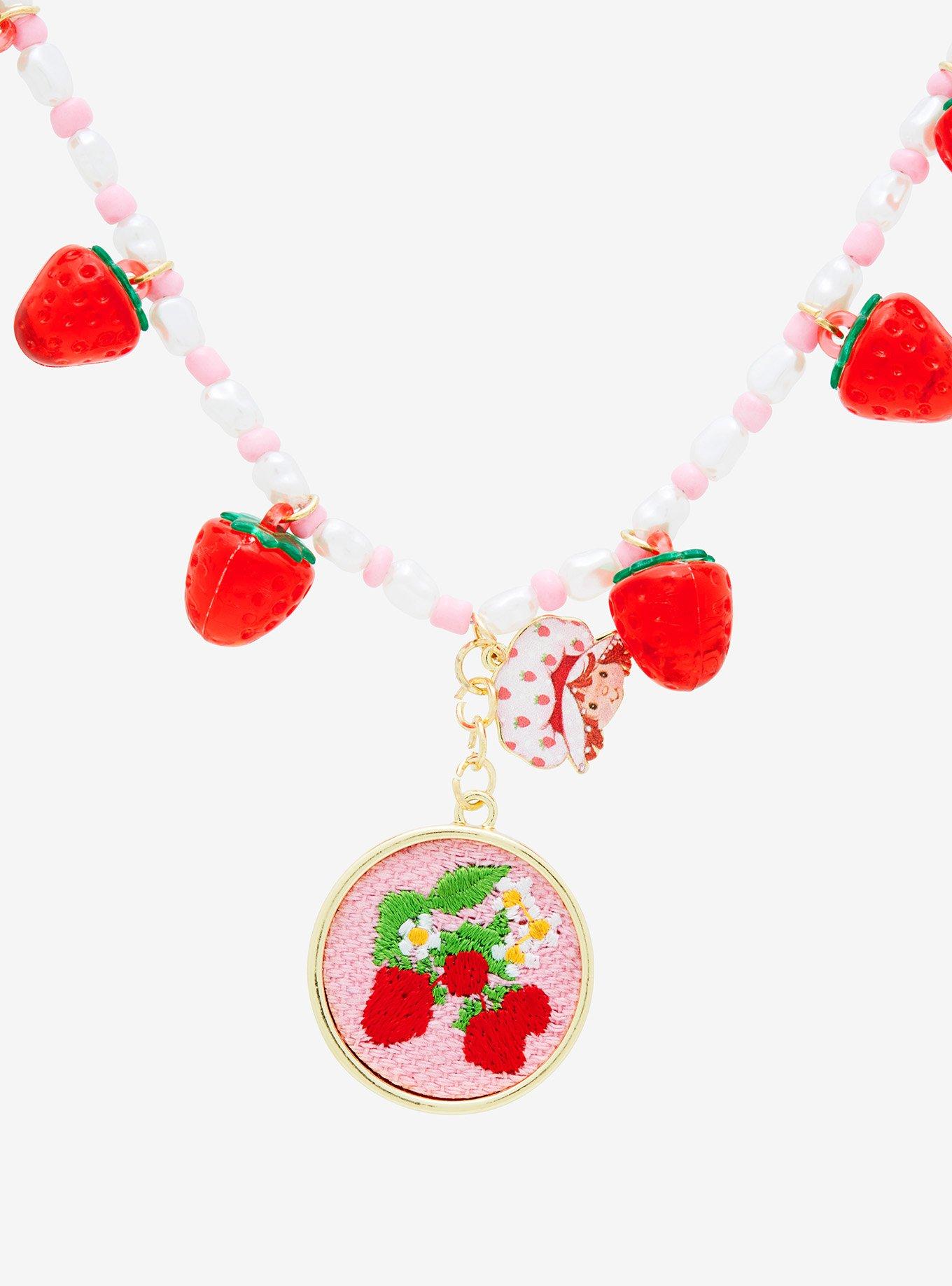 Strawberry Shortcake Embroidered Strawberry Pendant Necklace - BoxLunch Exclusive, , alternate