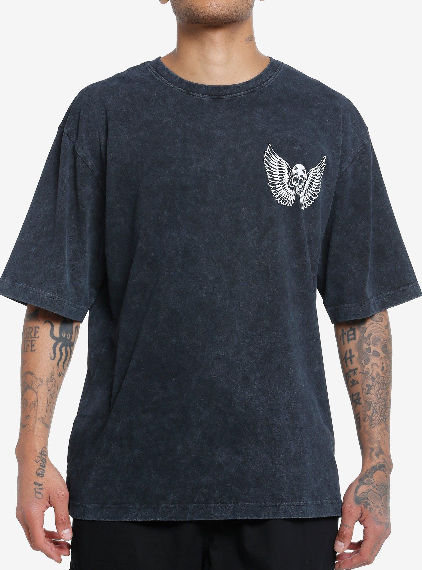 Skull & Wings Oversized T-Shirt, WHITE, alternate