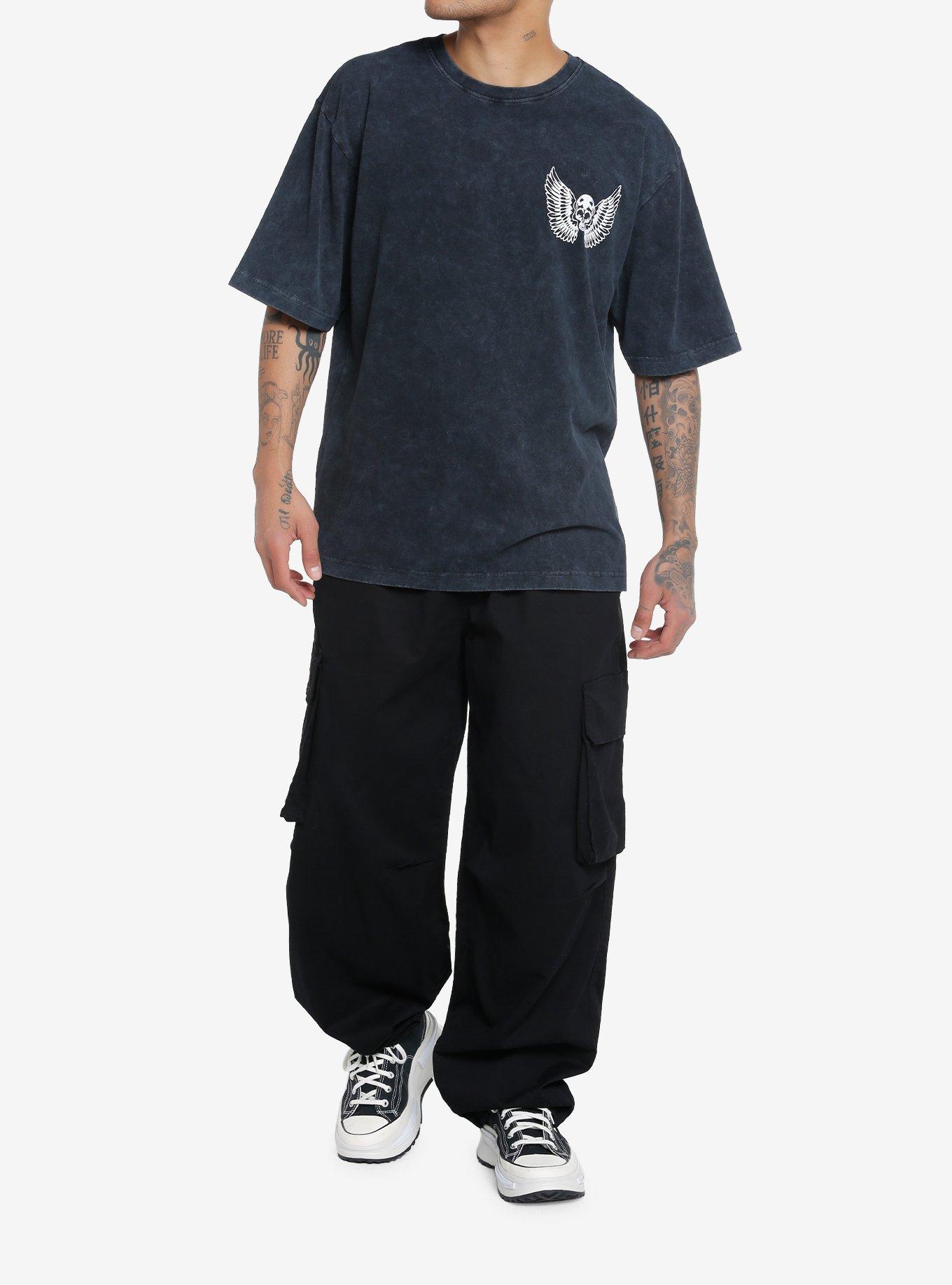 Skull & Wings Oversized T-Shirt, WHITE, alternate