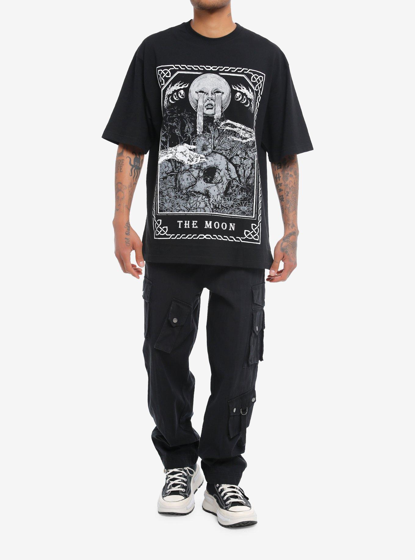 Crying Moon Tarot Card Oversized T-Shirt, WHITE, alternate