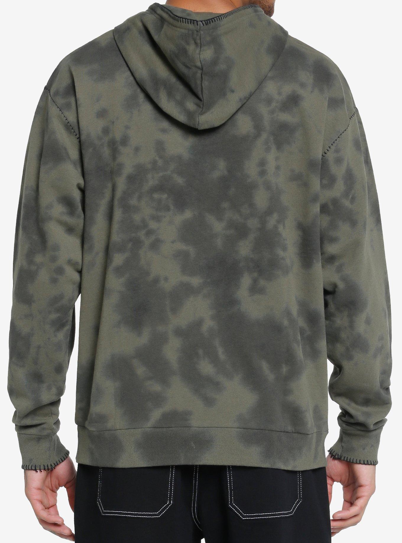 Skull & Dagger Contrast-Stitch Tie-Dye Hoodie, BLACK, alternate