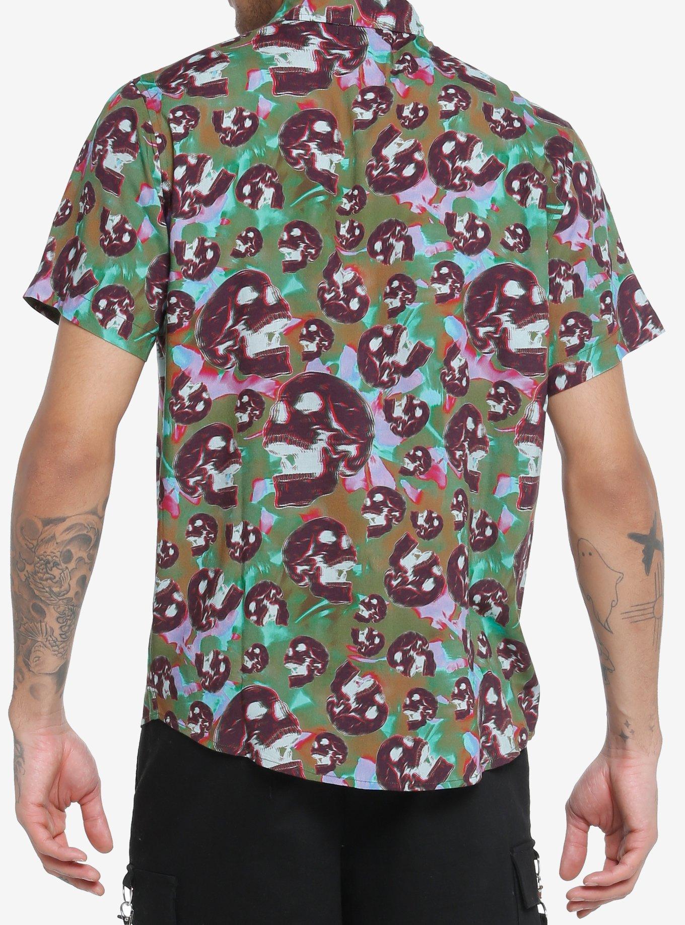 Screaming Skulls Woven Button-Up, MULTI, alternate