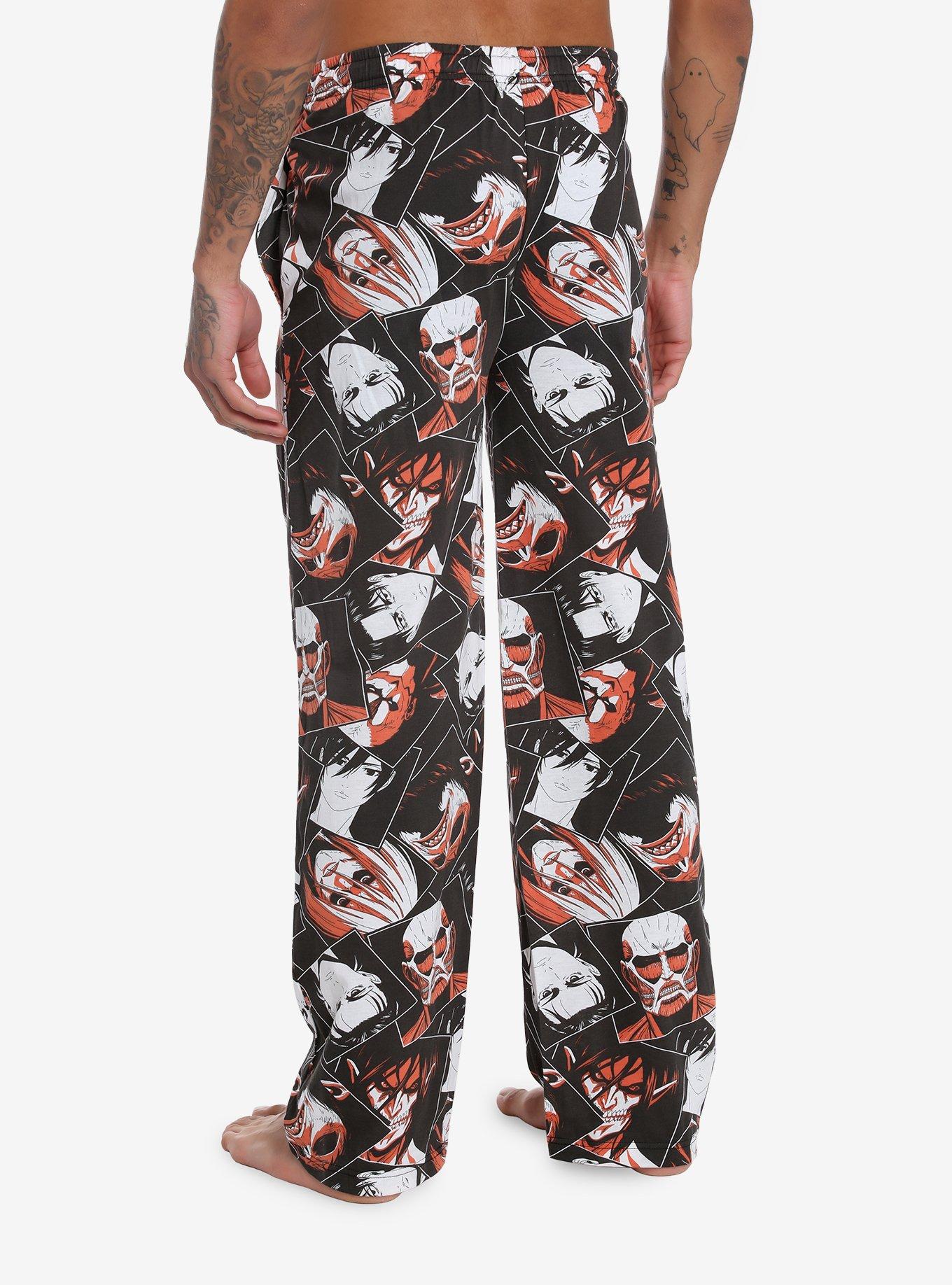 Attack On Titan Portrait Pajama Pants, BLACK, alternate