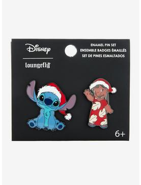 Loungefly Disney Lilo & Stitch Santa Hat Enamel Pin Set, , hi-res