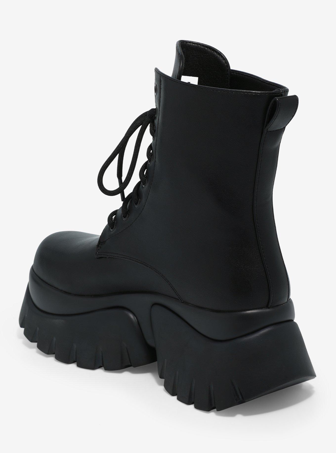 Koi Black Lace-Up Chunky Boots, MULTI, alternate