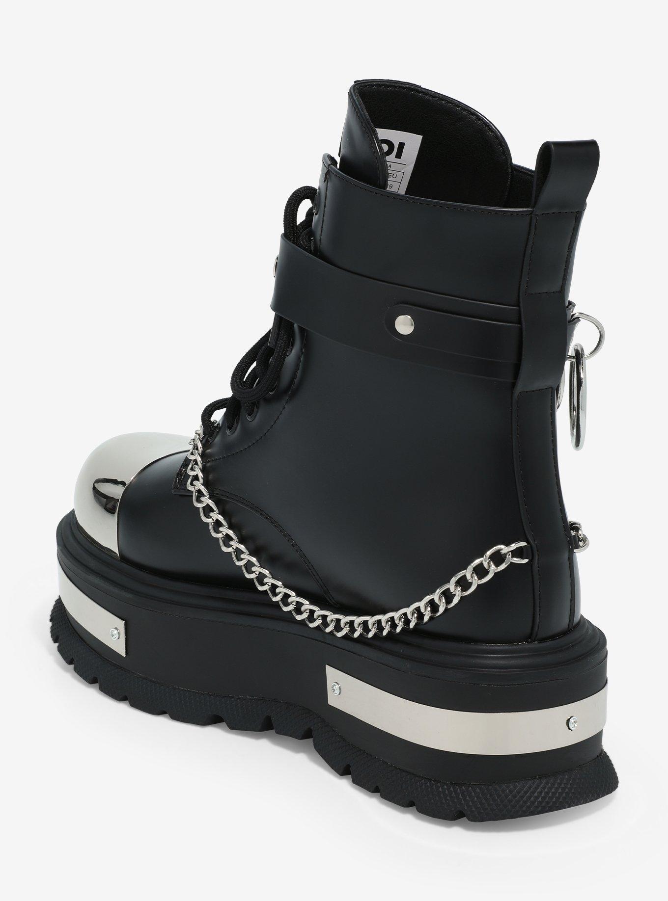 KOI Metal Hardware Platform Combat Boots, MULTI, alternate