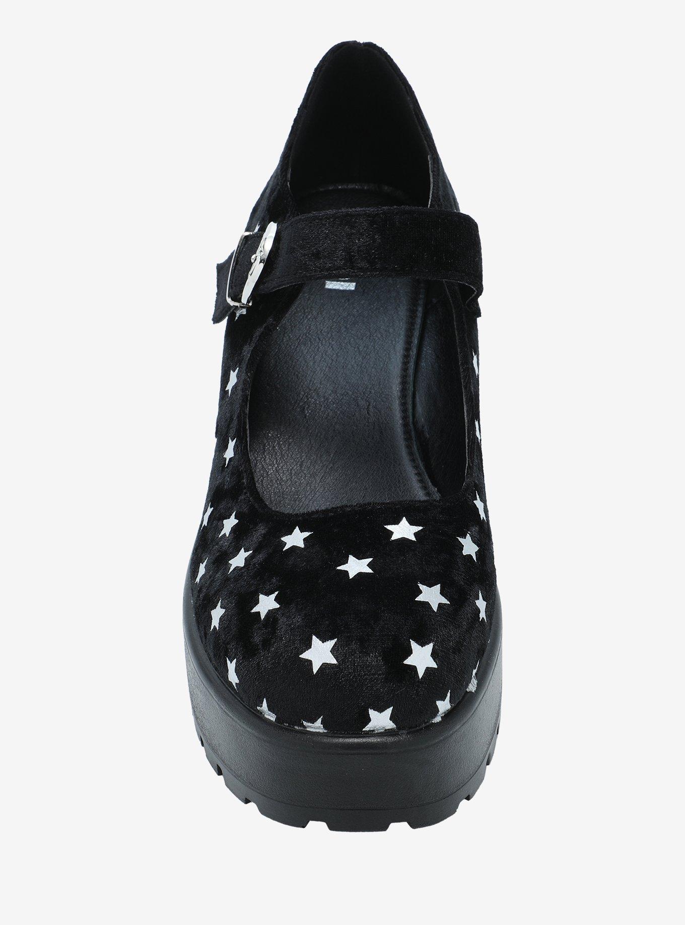 Koi Black Velvet Stars Mary Janes