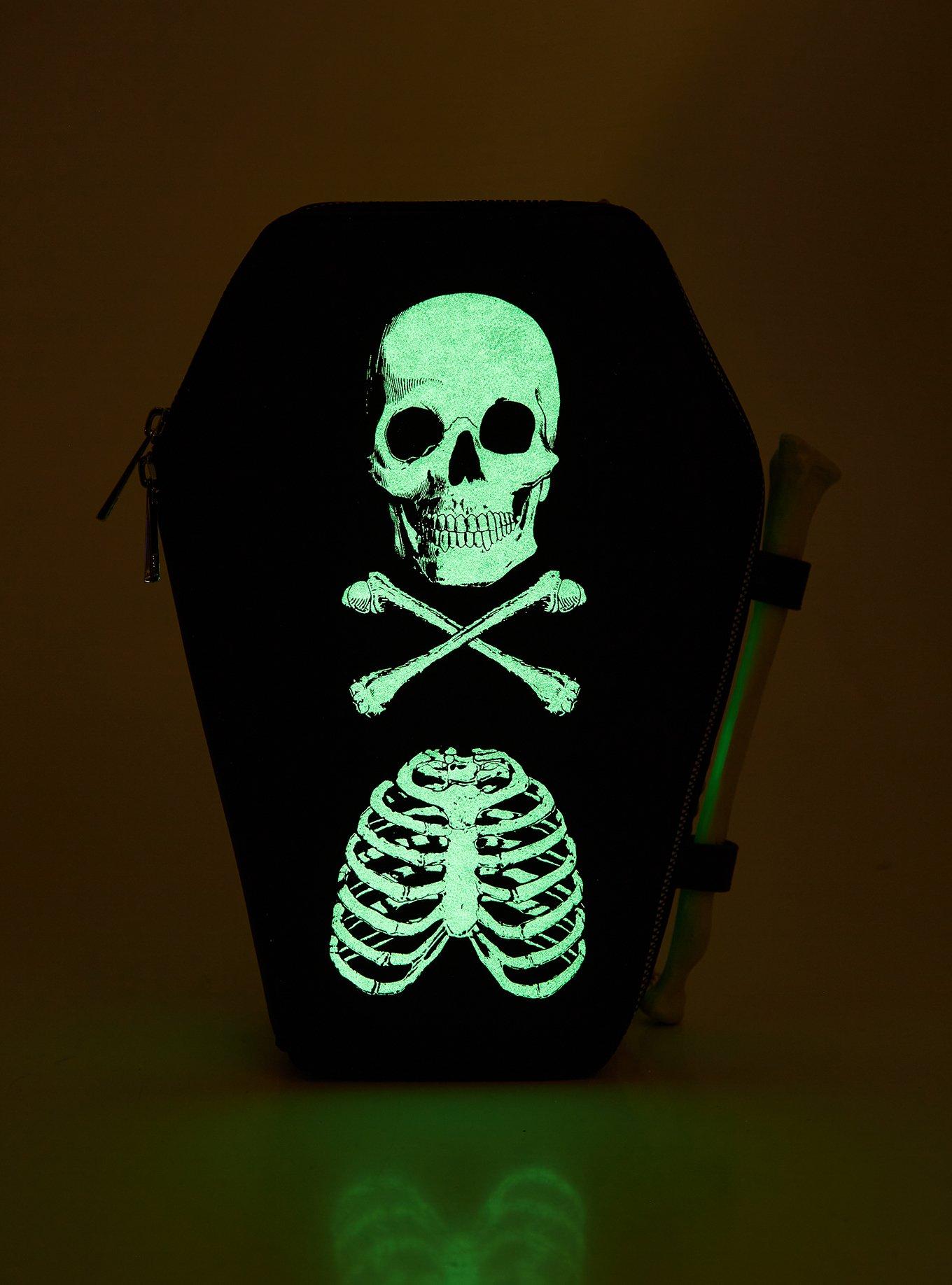 Coffin Bone Glow-In-The-Dark Crossbody Bag Hot Topic Exclusive, , alternate