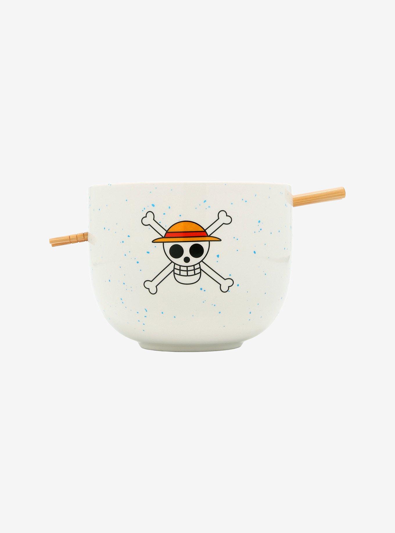 One Piece Logo Speckled Ramen Bowl With Chopsticks