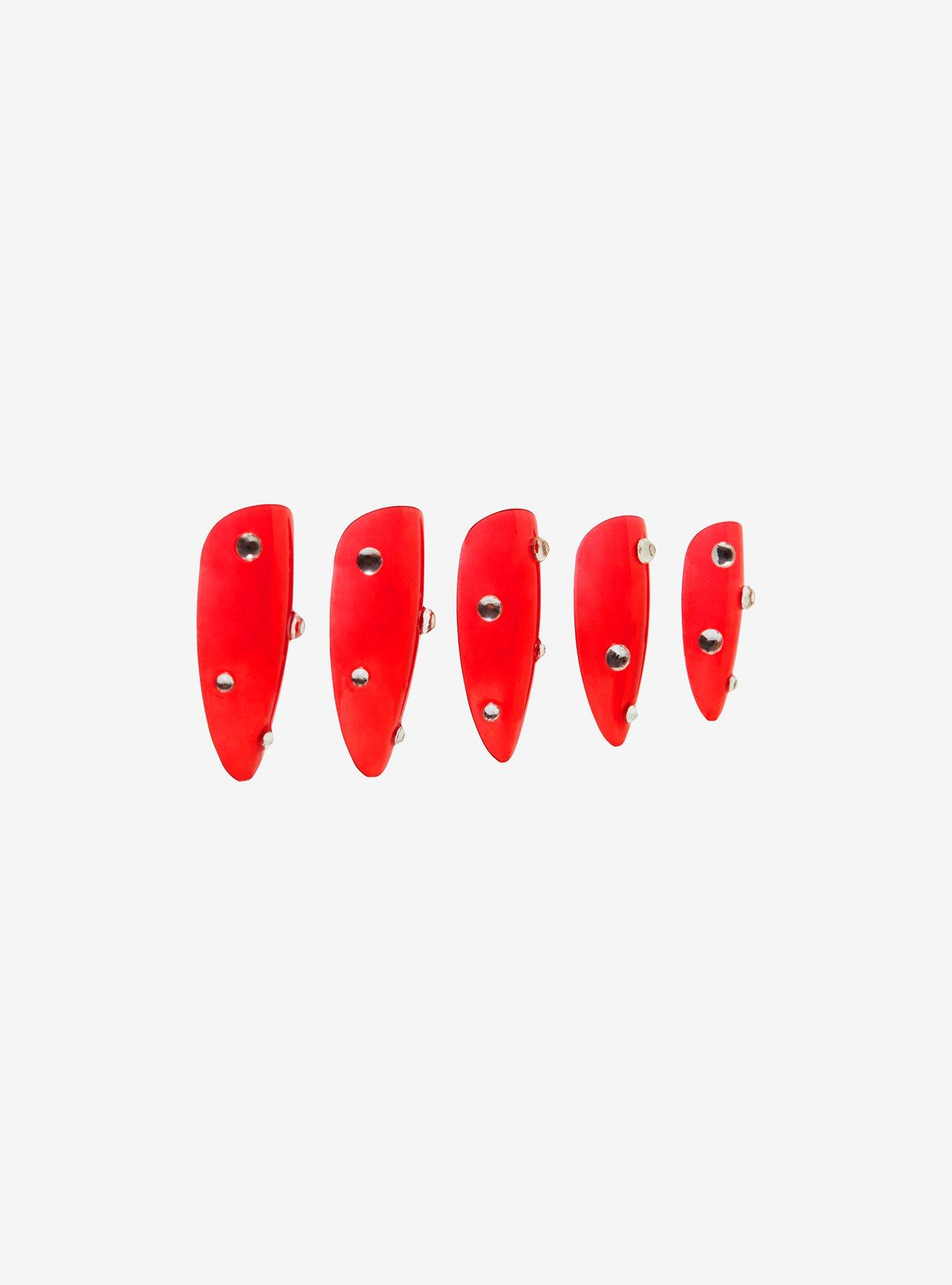 Blackheart Red Jelly Rhinestone Faux Nail Set