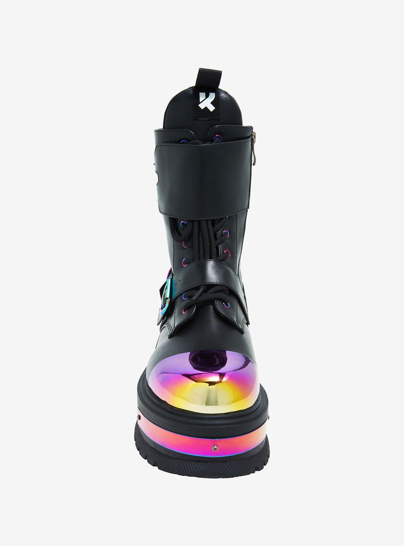 KOI Anodized Metal Platform Combat Boots, MULTI, alternate