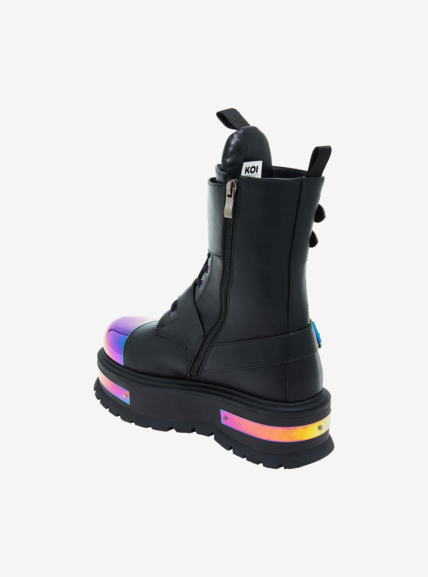 KOI Anodized Metal Platform Combat Boots, MULTI, alternate