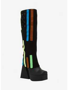 Koi Colorful Patch Leg Warmer Platform Boots, , hi-res