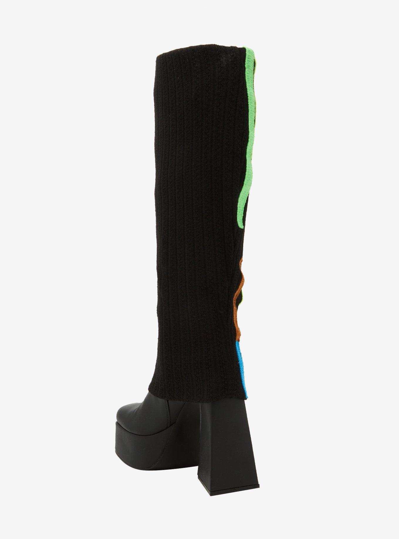Koi Colorful Patch Leg Warmer Platform Boots, MULTI, alternate