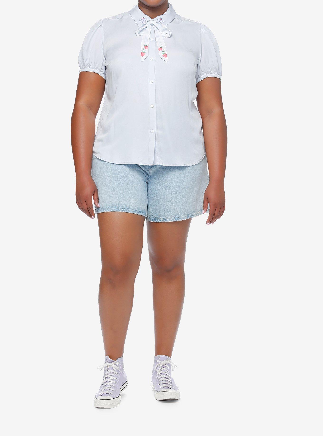 Cinnamoroll Strawberries Bow Girls Woven Button-Up Plus Size, , hi-res