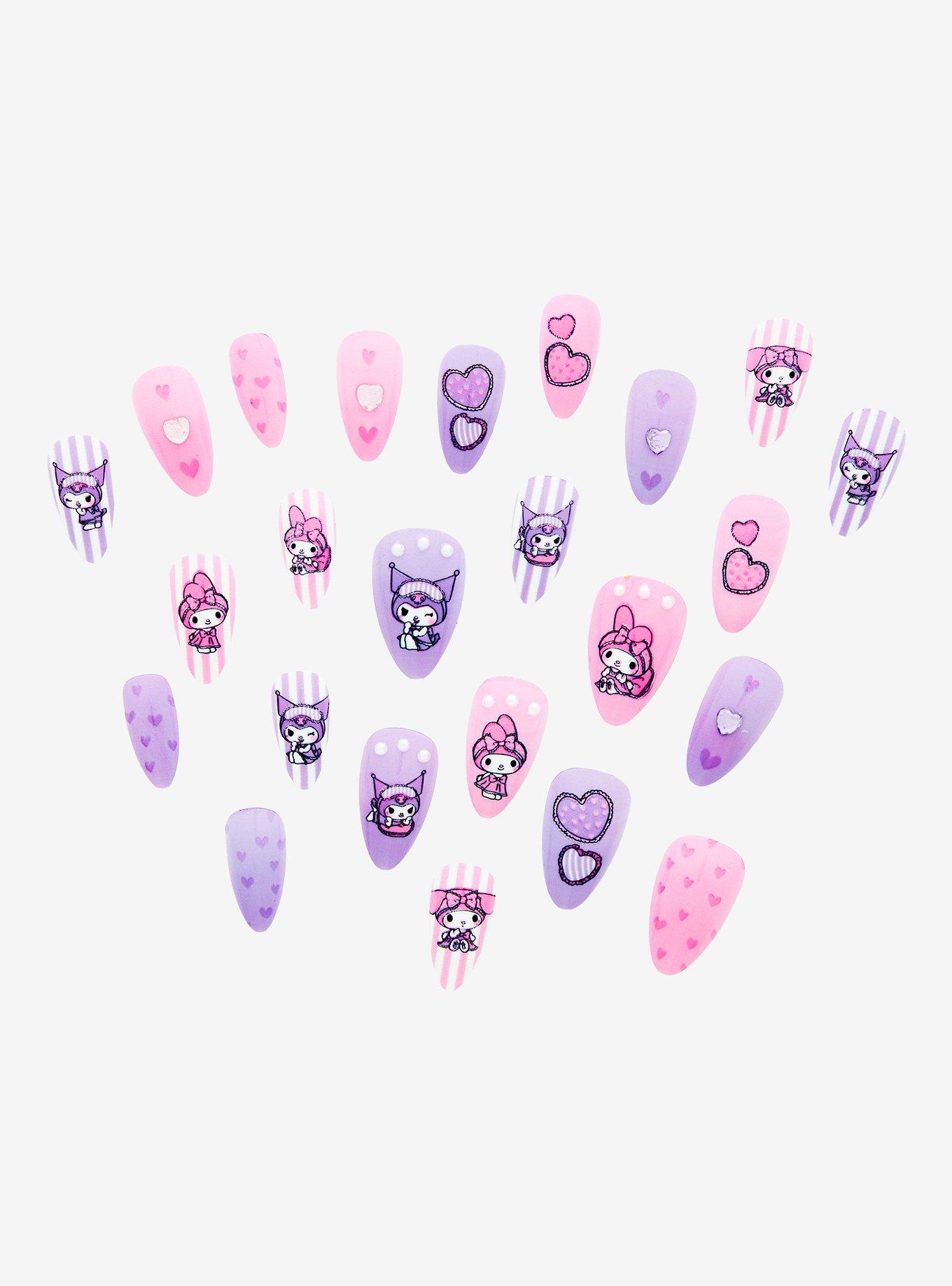 Sanrio My Melody & Kuromi Hearts Press On Nails Set, , alternate