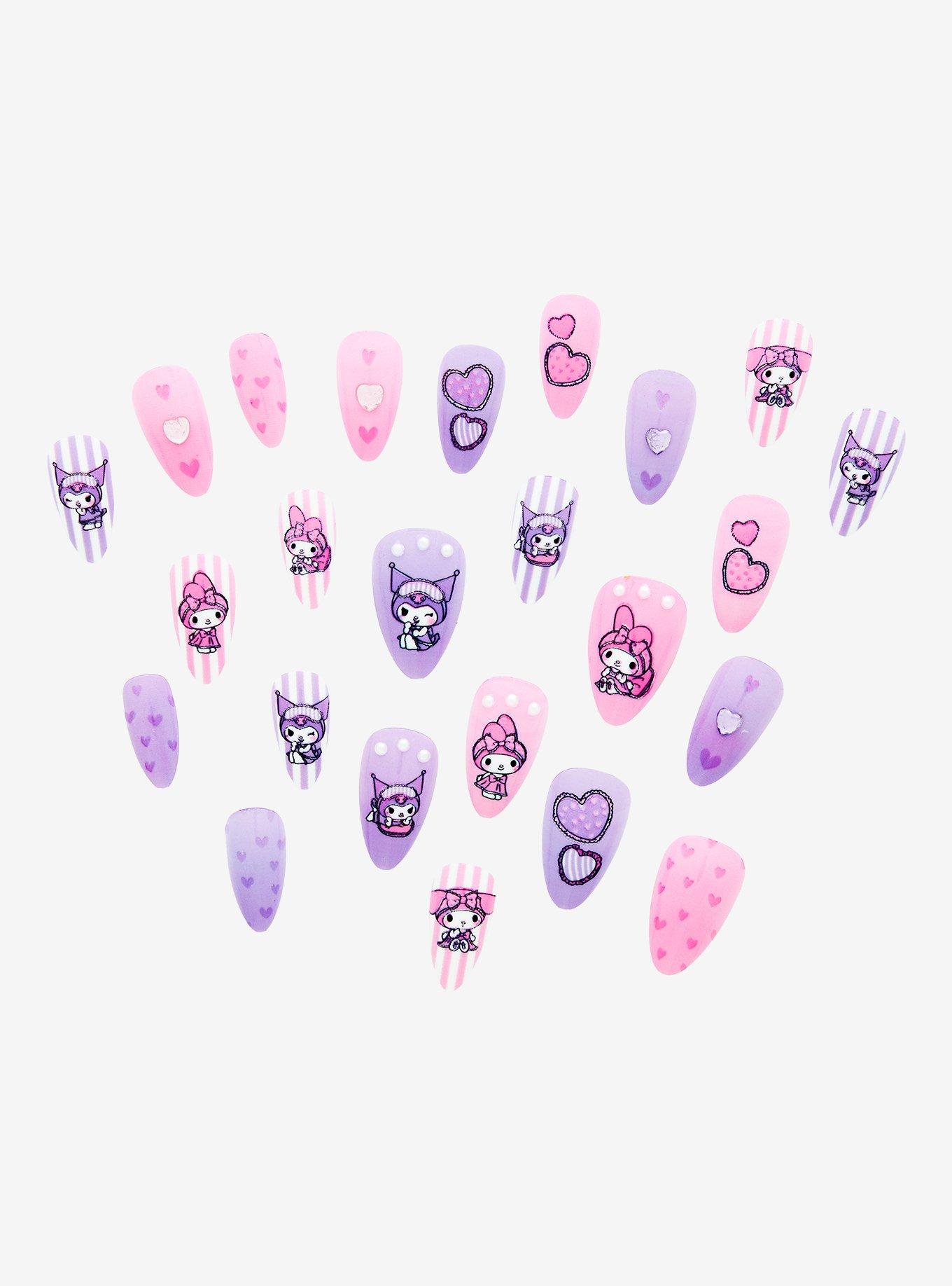 Sanrio My Melody & Kuromi Hearts Press On Nails Set, , hi-res