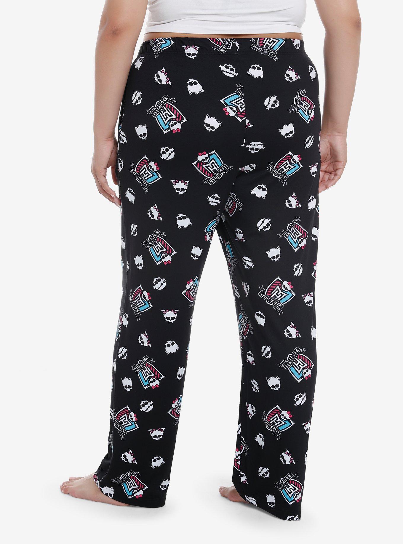 Monster High Logo Girls Pajama Pants Plus Size, BLACK, alternate