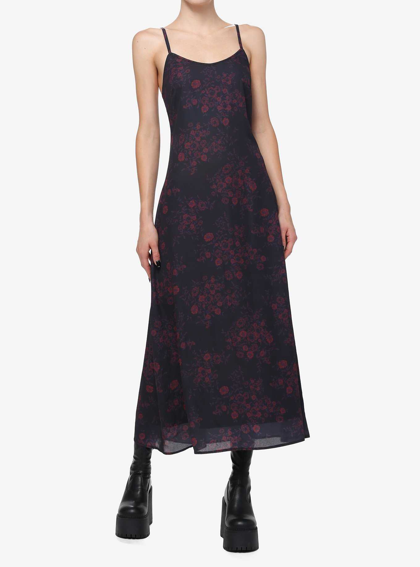 Cosmic Aura Red Floral Maxi Slip Dress, , hi-res