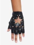Rhinestone Star Cutout Moto Fingerless Gloves, , alternate