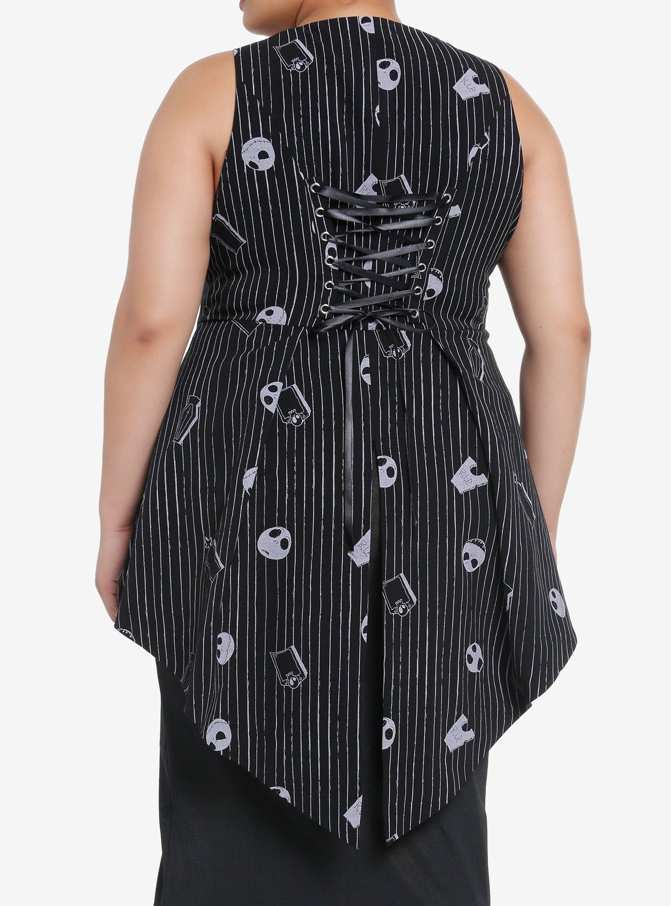 Her Universe The Nightmare Before Christmas Jack Peplum Waistcoat Plus Size, BLACK  WHITE, alternate