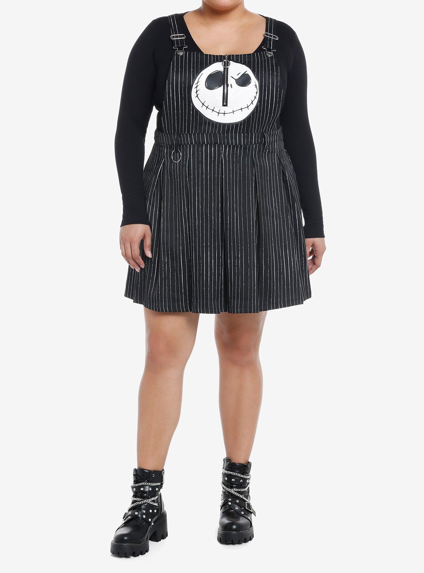 Her Universe The Nightmare Before Christmas Jack Pinstripe Skirtall Plus Size, BLACK  WHITE, alternate