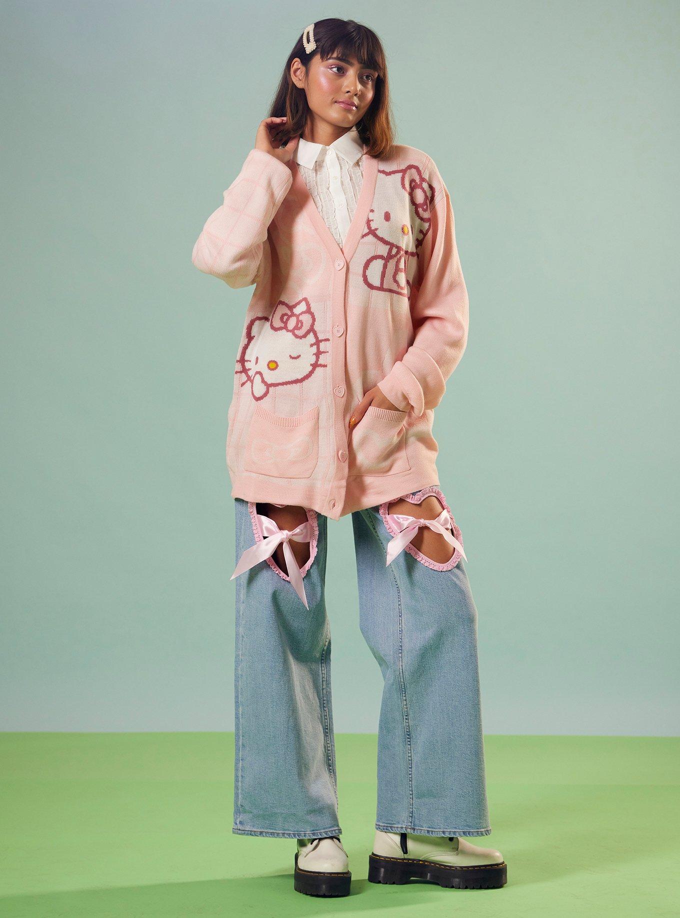 Hello Kitty Pink Grid Cardigan, , hi-res