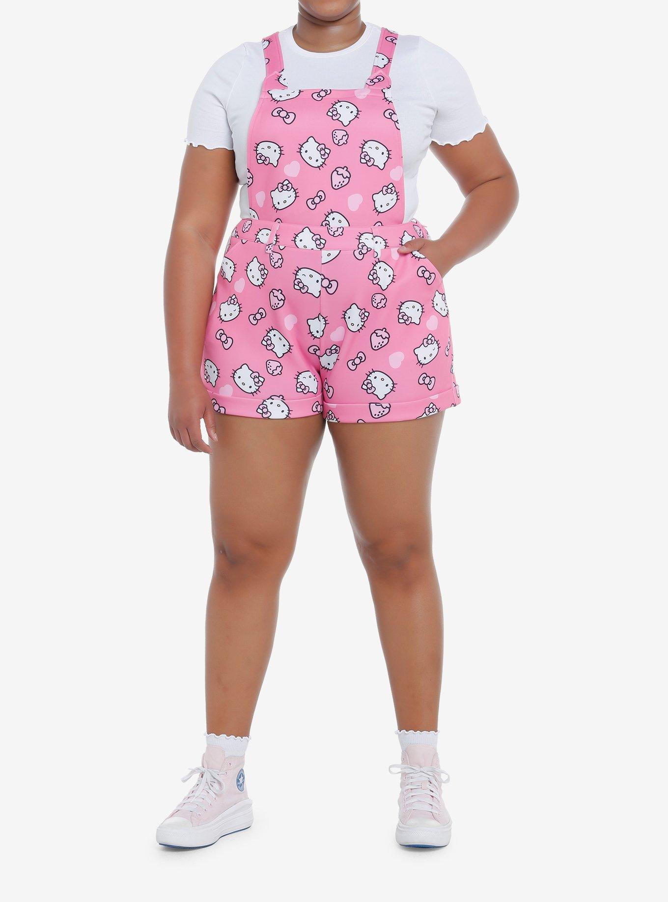 Hello Kitty Pink Scuba Shortalls Plus Size, , hi-res