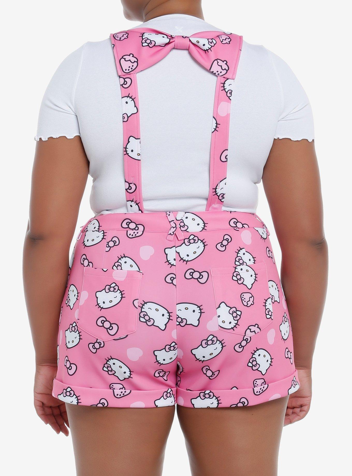 Hello Kitty Pink Scuba Shortalls Plus Size, PINK, alternate