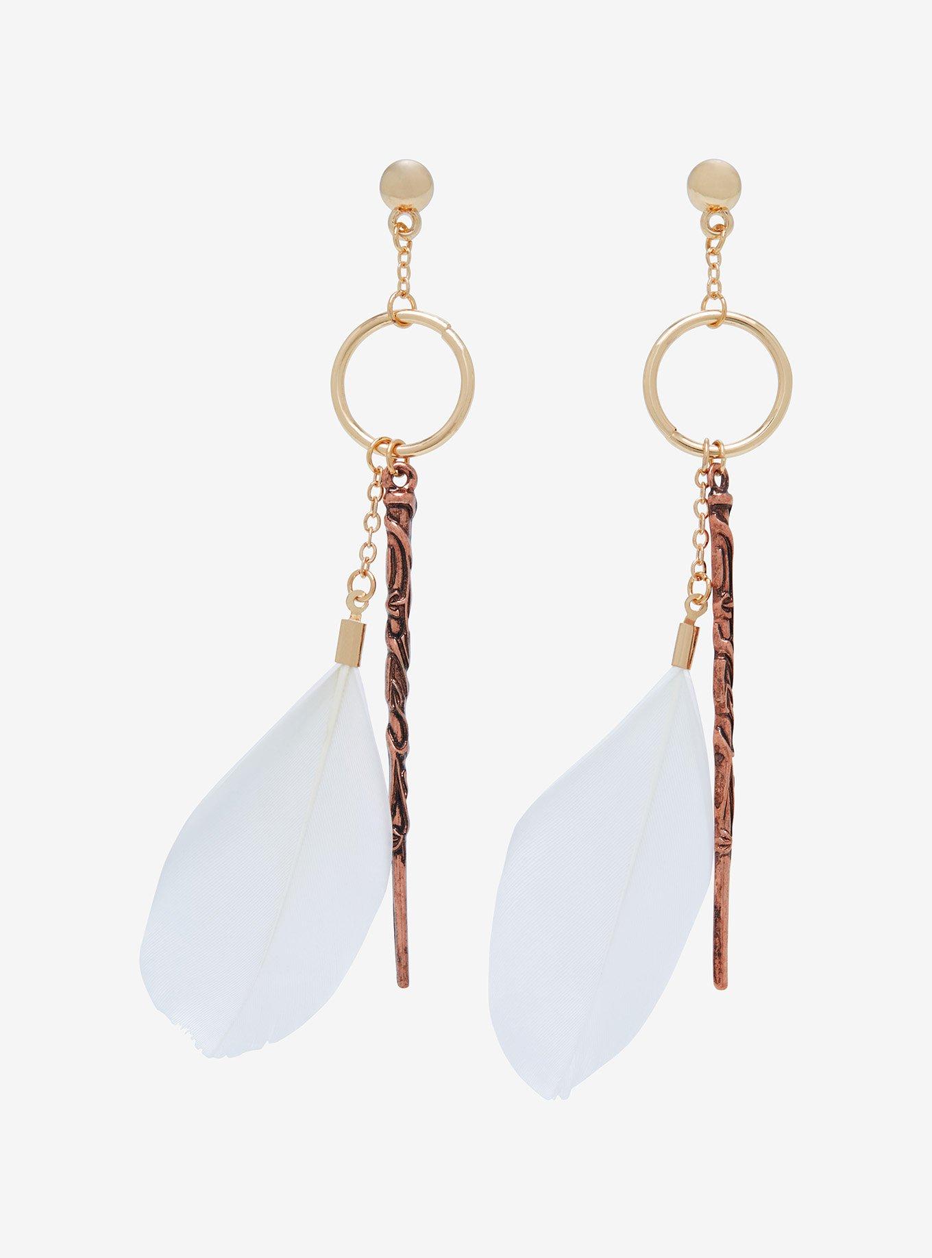 Harry Potter Hermione's Wand & Feather Earrings, , alternate