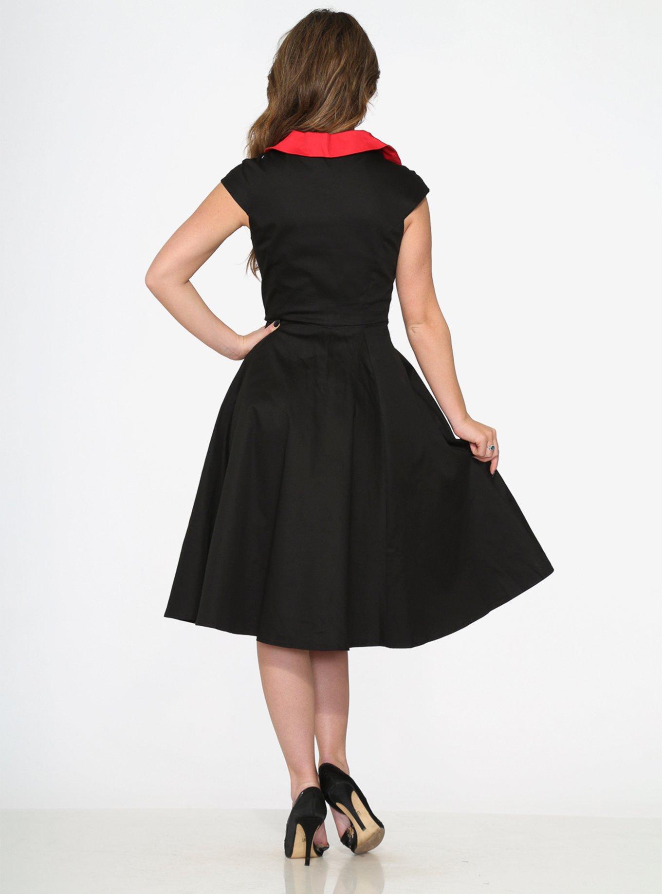 Black Dress with Red Trim, BLACK, alternate