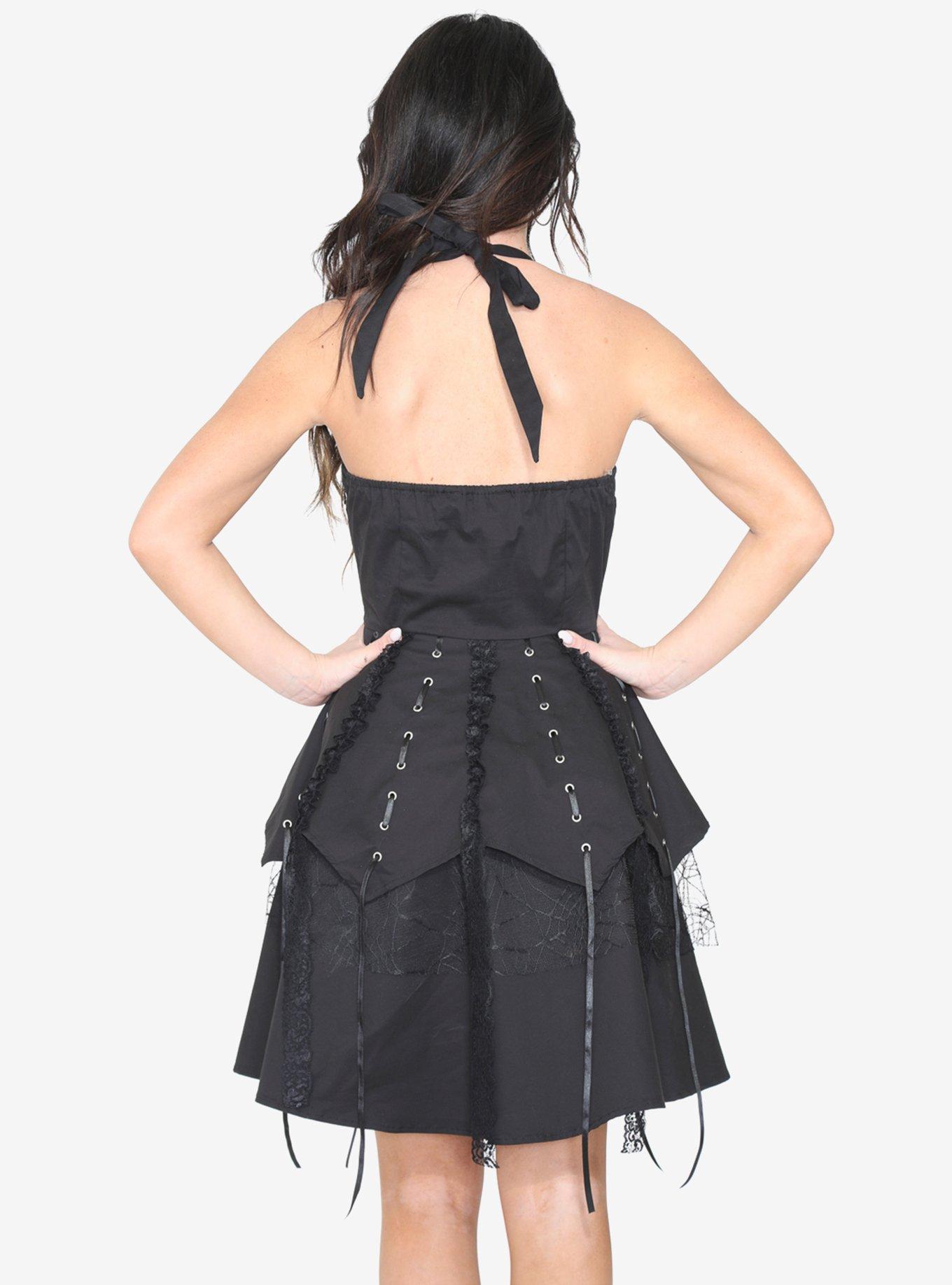 Black Pretty Pirate Lace-Up Dress, , hi-res