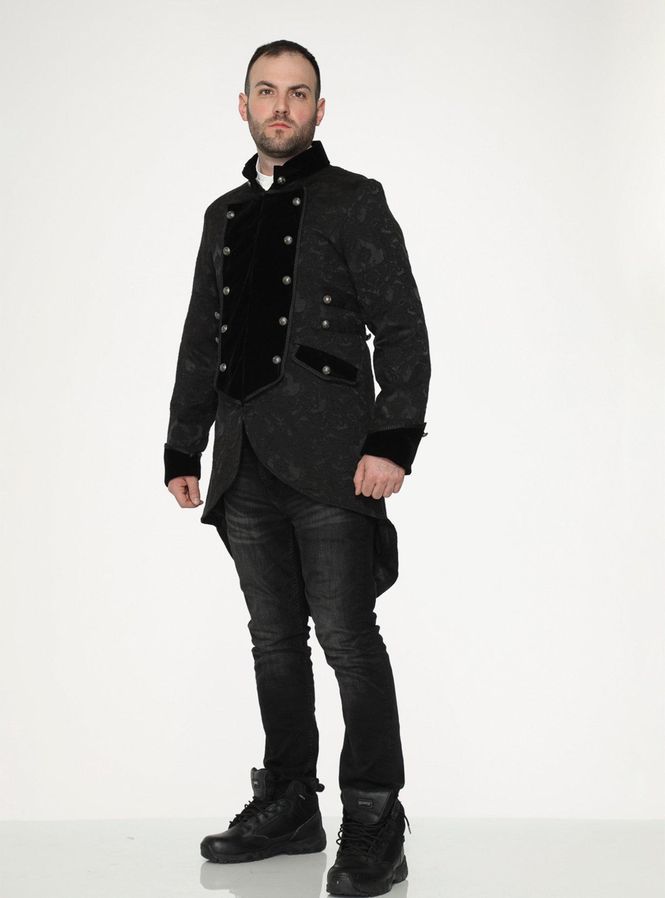 Black Pirate Mens Coat, BLACK, alternate