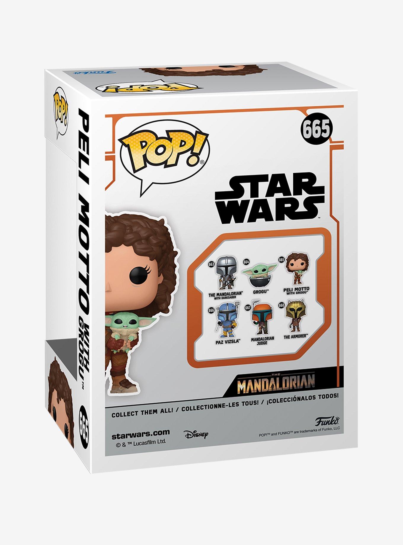 Funko Pop! Star Wars The Mandalorian Peli Motto with Grogu Bobble-Head