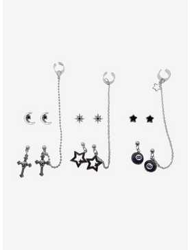 Social Collision Grunge Icon Cuff Earring Set, , hi-res