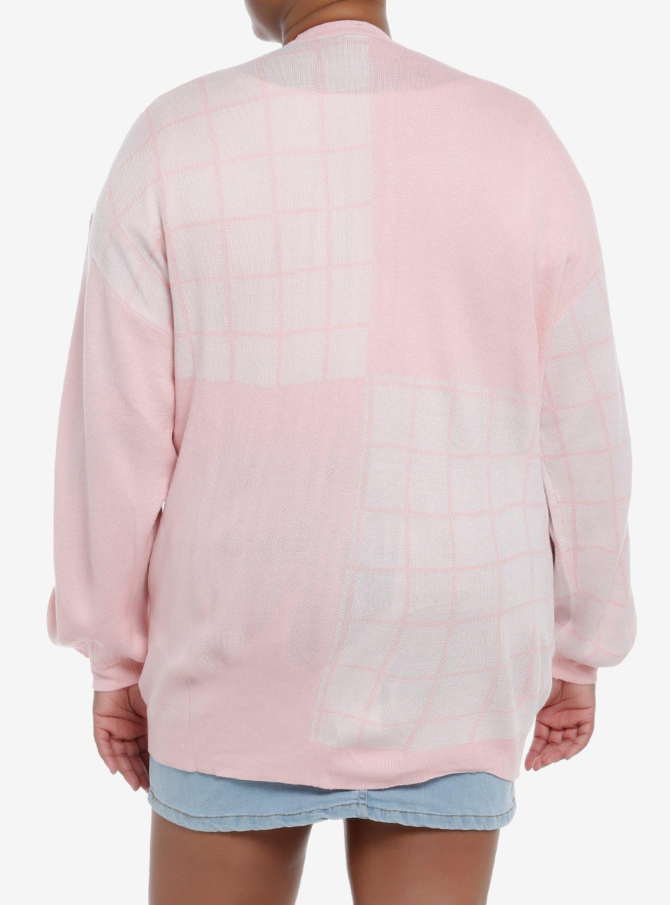 Hello Kitty Pink Grid Girls Cardigan Plus Size, MULTI, alternate