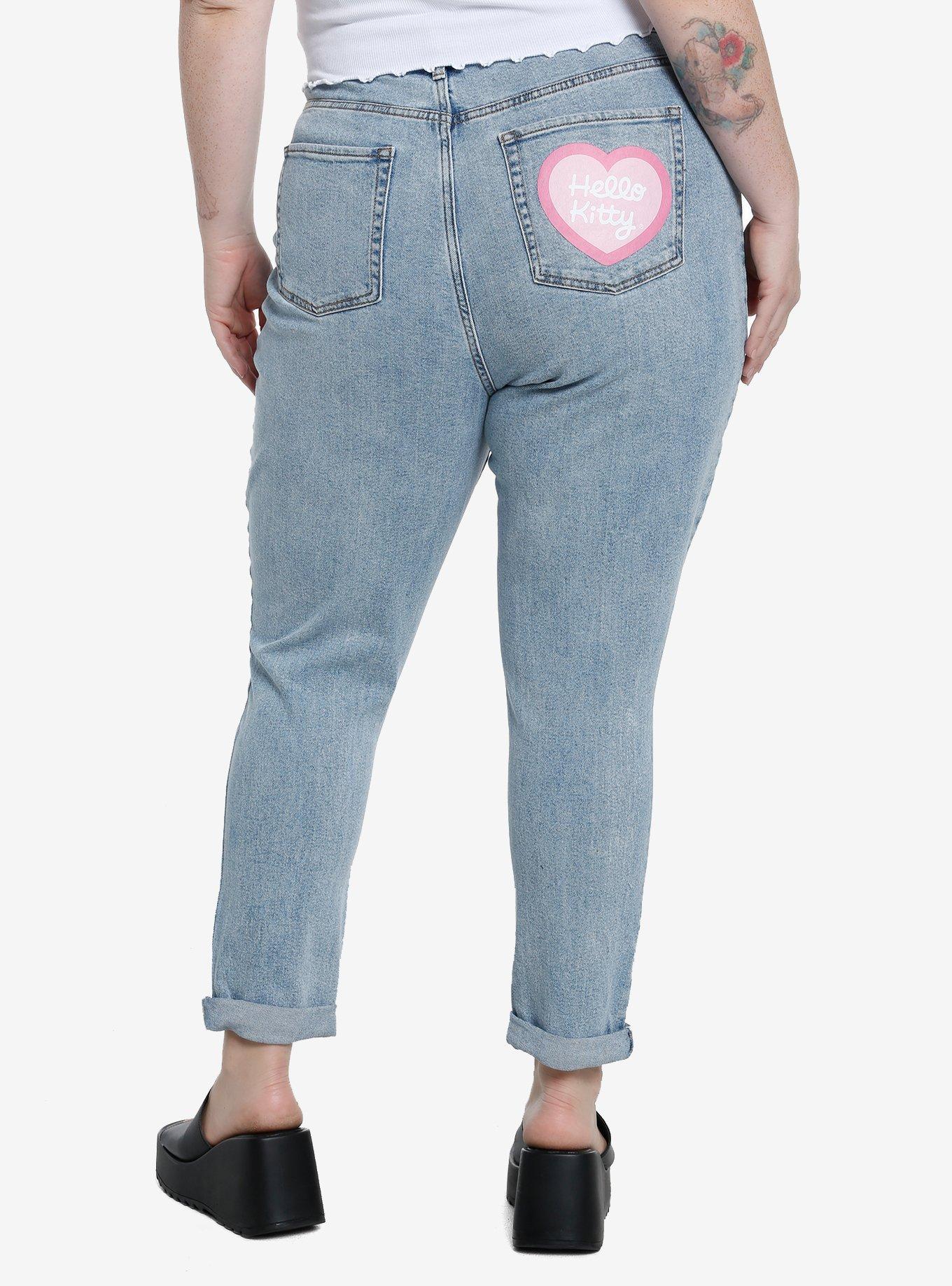Hello Kitty Hearts Mom Jeans Plus Size, MULTI, alternate