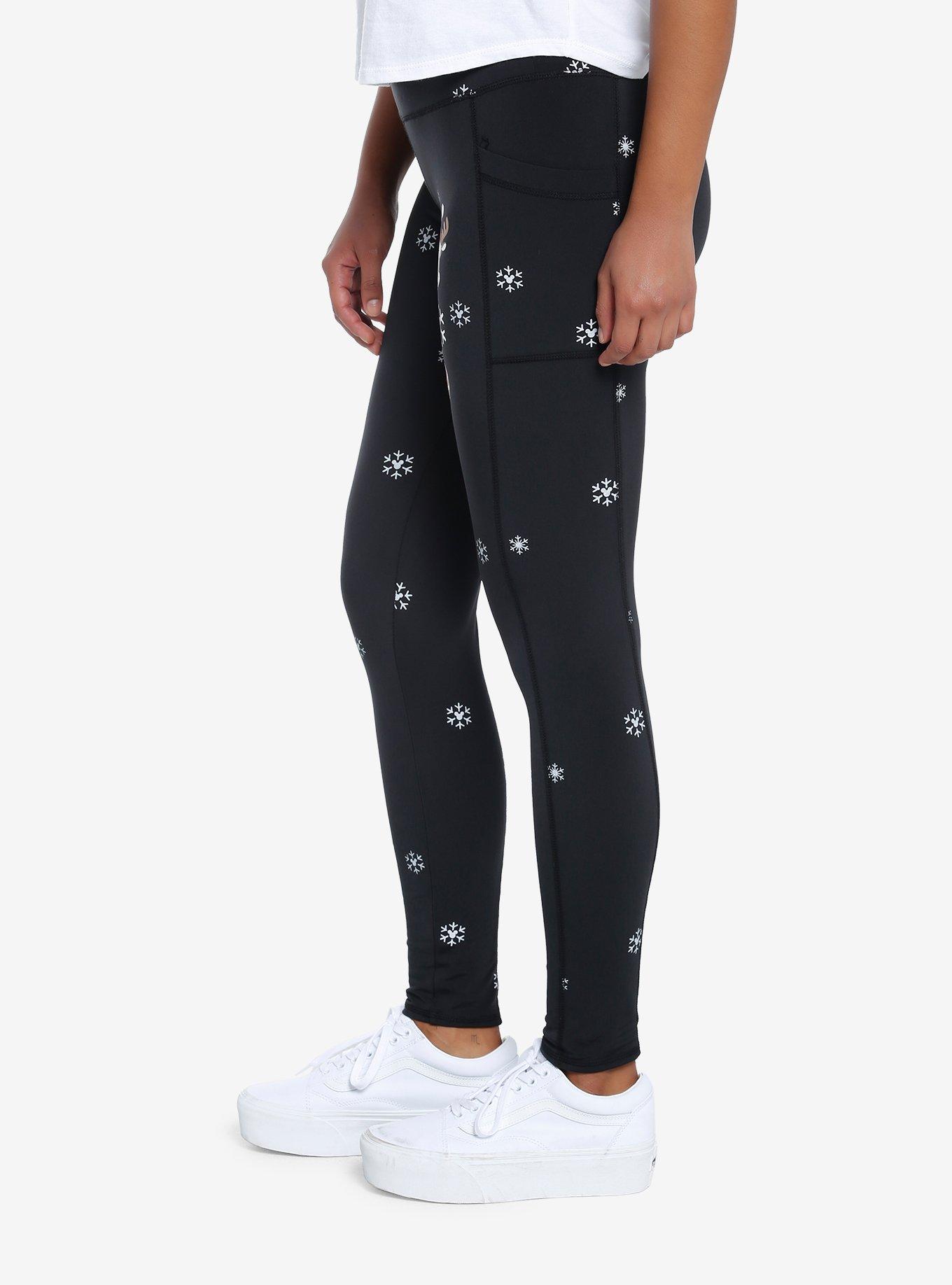 Her Universe Disney Mickey Mouse Snowflake Fleece Leggings Her Universe Exclusive, BLACK  SNOW BLACK, alternate