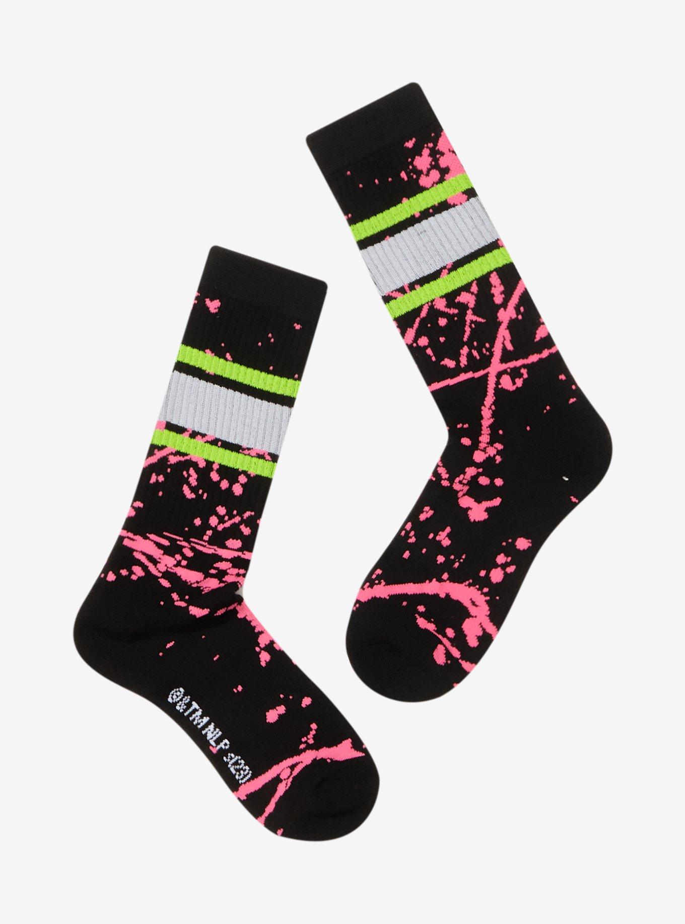 Friday The 13th Neon Splatter Crew Socks, , alternate