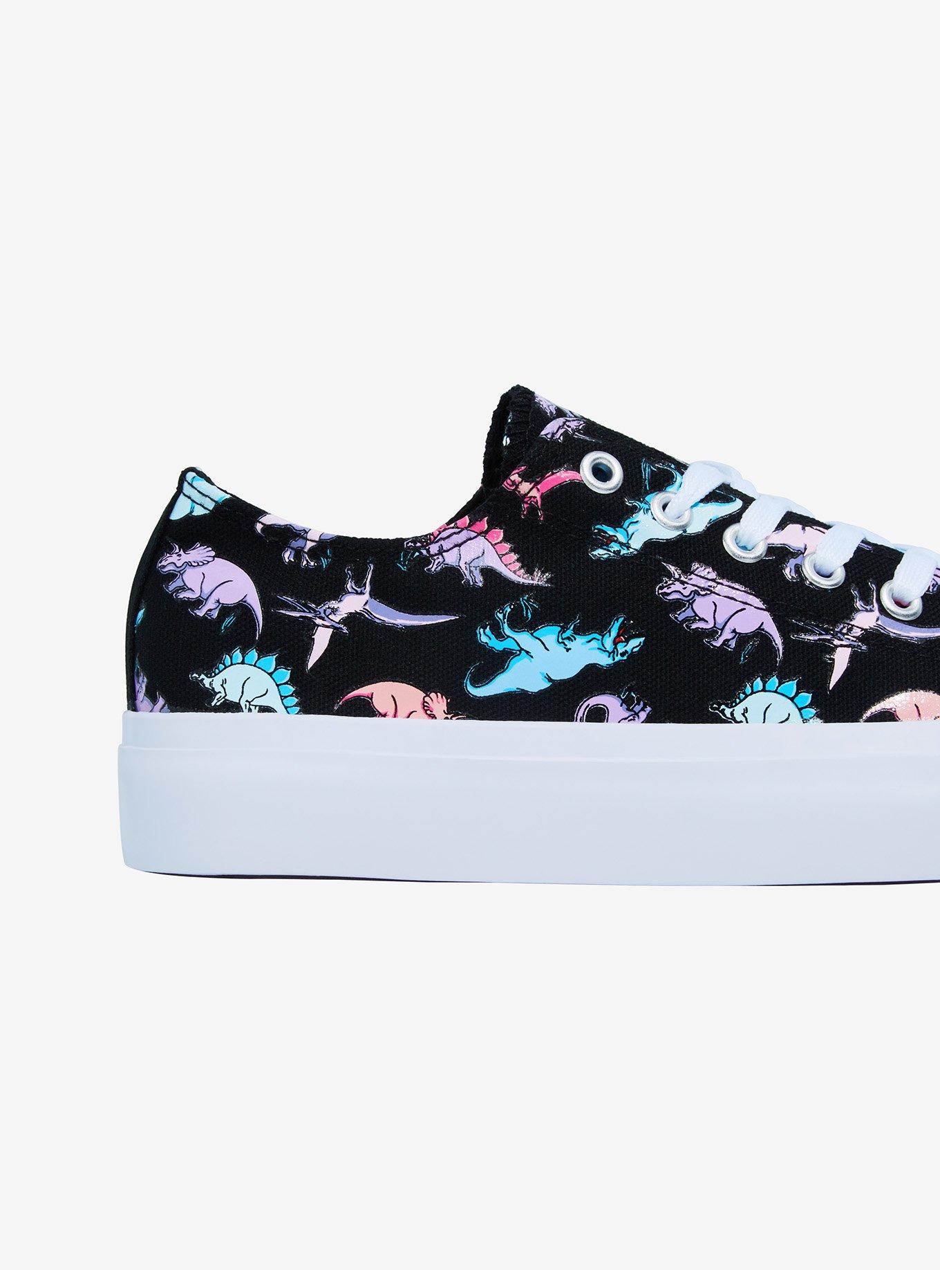 Pastel Dinosaur Lace-Up Platform Sneakers, MULTI, alternate